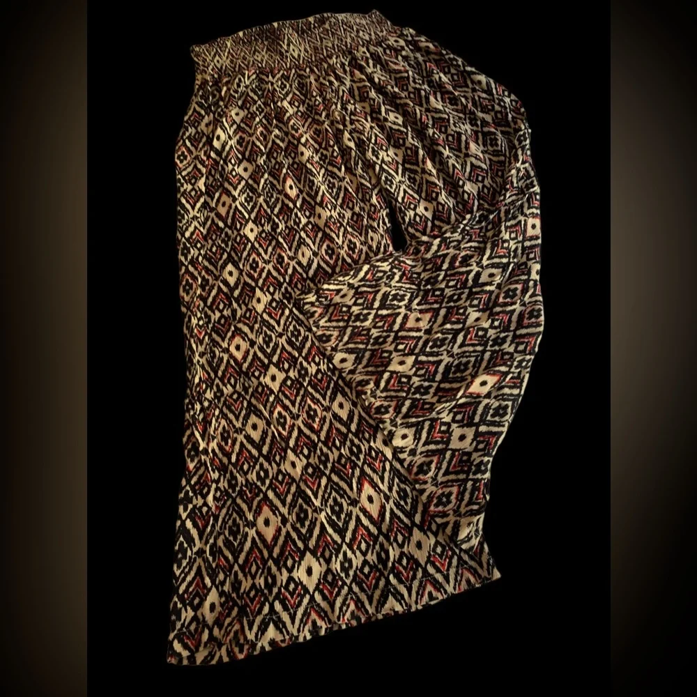 DENIM 24/7 Wide Leg Palazzo Pants Red Black & Tan Print Women’s Plus Size 18 - Picture 4 of 9